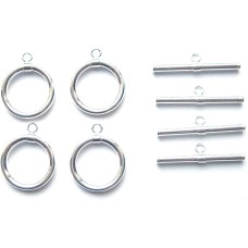 4 Qty. 15mm Round Sterling Silver Toggle Clasp .925 