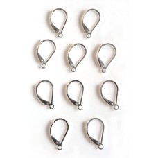 10 Qty. Small Leverbacks with Open Ring .925 Sterling Silver