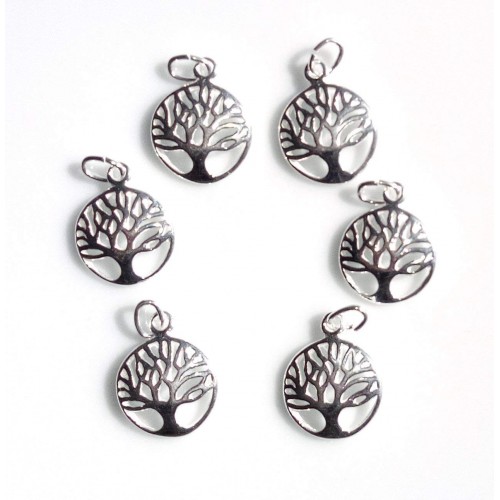 Lot of 7 Sterling Silver Clip On Charms - Tree Of Life, Graduation, & More