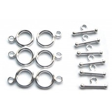 6 Qty. 9mm Round Toggle Clasp .925 Sterling Silver