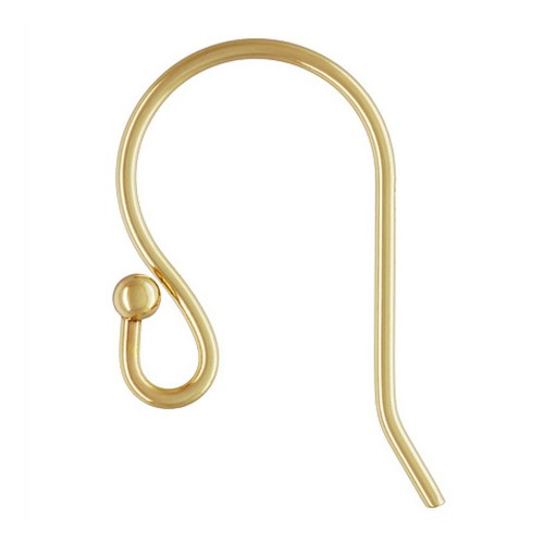 14k Yellow Gold Shepherd Hook Ear Wire 15mm (1-Pair)