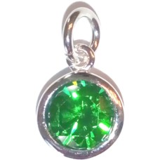Sterling Silver CZ Emerald Color Crystal 8mm Charm Drop