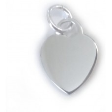 Engravable Sterling Silver Heart Charm with Ring (16x12mm)