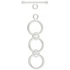 Extendable 12mm Round Toggle Clasp with 3 Rings .925 Sterling Silver by JensFindings