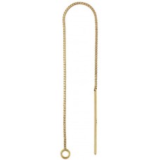 Pair of Genuine 14k Gold Ear Threads (Threader Earrings) Box Chain with Ring