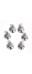 6 Qty. Tree of Life Charm .925 Sterling Silver