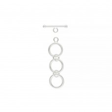 3 Qty. 12mm Round Toggle Clasp with 3 Ring Extender .925 Sterling Silver