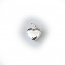 6 Qty. Sterling Silver Puffed Heart Charm - Medium (11x8mm)